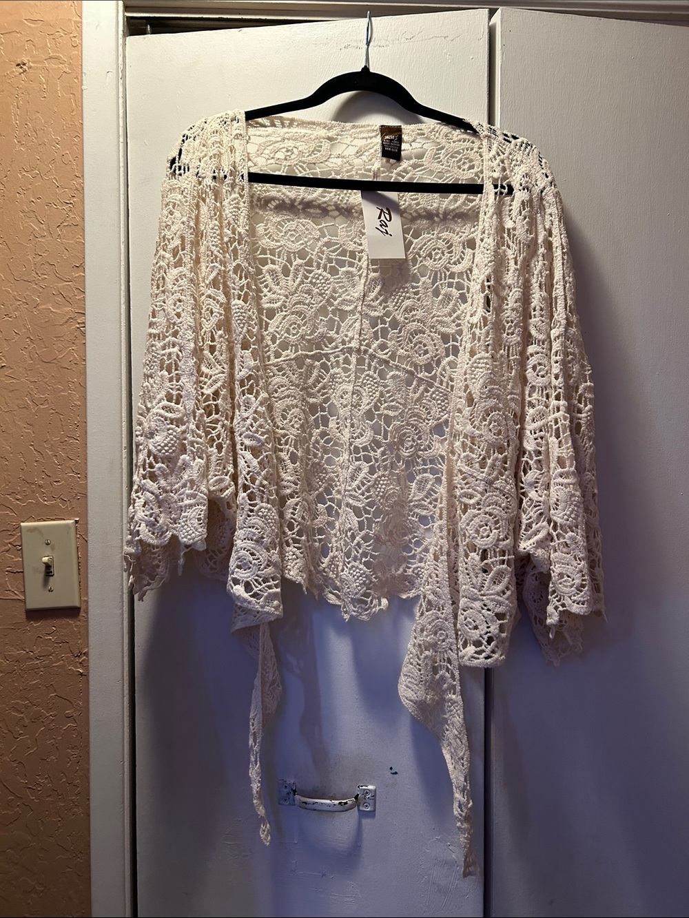 Raj Cream Crochet Lace Open-Front Cover-Up